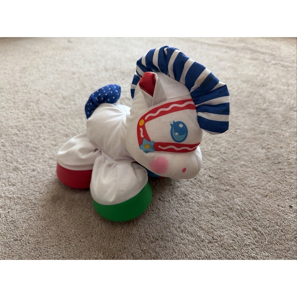 Vtg Fisher Price Playtime Pony Plush Baby Toy Activity Feet Rattle Horse 1994